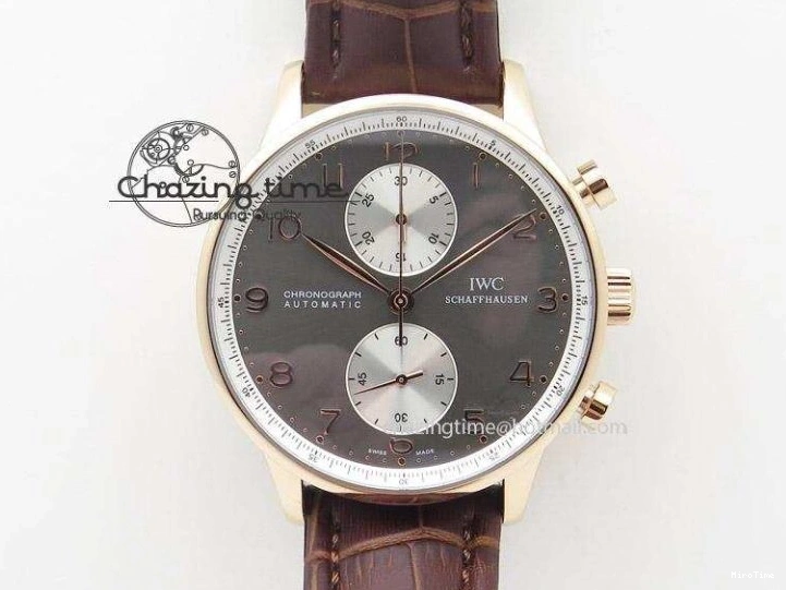 MIROTIME 0320 Portuguese Chrono SS ZF 1:1 Best Edition Gray Dial SS On Black Leather Strap A ZipUp 7215